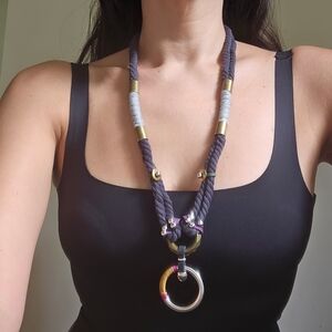 Bohemian rope and metal necklace | Statement necklace